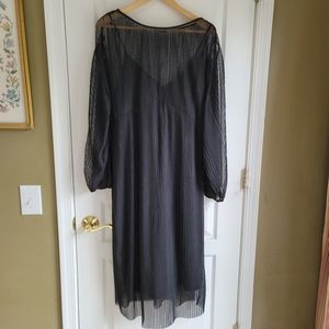 Zara black sheer long sleeve dress womens XL